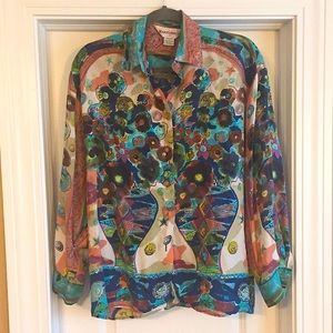 Marguerite Li Vintage Unique Pattern Silk Blouse